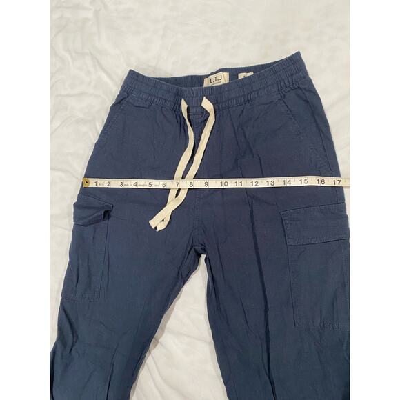 NWT L. T. J. Letter to Juliet Navy Blue Linen Blend Jogger Cargo Pants Small - Picture 7 of 9
